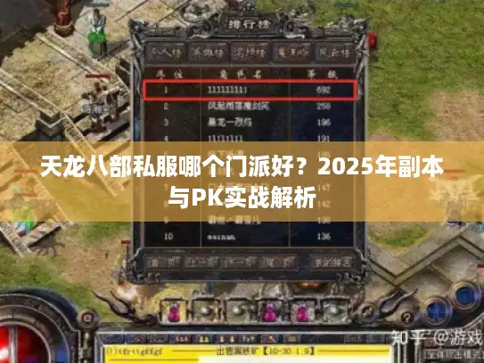 天龙八部私服哪个门派好？2025年副本与PK实战解析