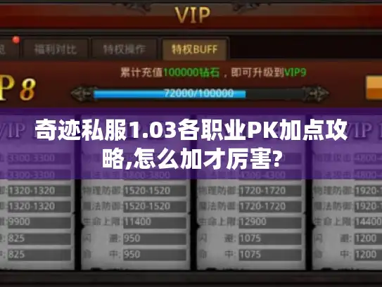 奇迹私服1.03各职业PK加点攻略,怎么加才厉害?