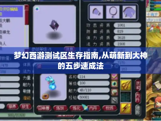 梦幻西游测试区生存指南,从萌新到大神的五步速成法