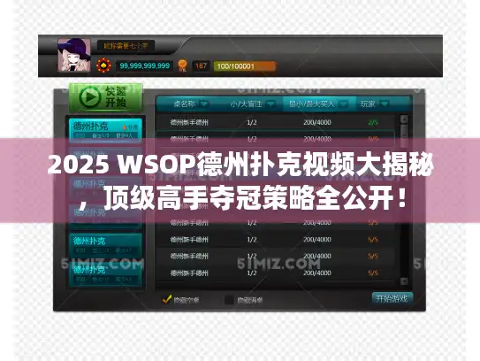 2025 WSOP德州扑克视频大揭秘，顶级高手夺冠策略全公开！
