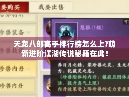 天龙八部高手排行榜怎么上?萌新进阶江湖传说秘籍在此！