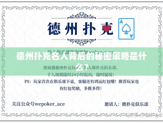 德州扑克名人背后的秘密策略是什么？