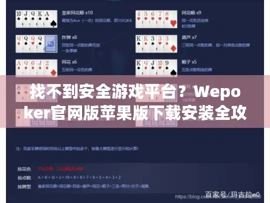 找不到安全游戏平台？Wepoker官网版苹果版下载安装全攻略！