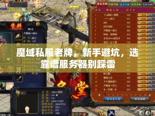 魔域私服老牌，新手避坑，选靠谱服务器别踩雷