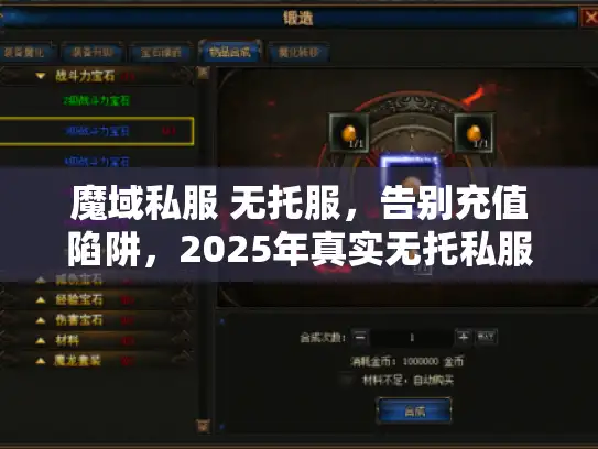 魔域私服 无托服，告别充值陷阱，2025年真实无托私服大起底