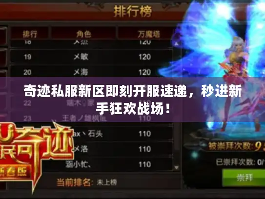 奇迹私服新区即刻开服速递，秒进新手狂欢战场！