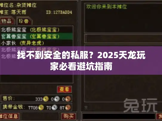 找不到安全的私服？2025天龙玩家必看避坑指南