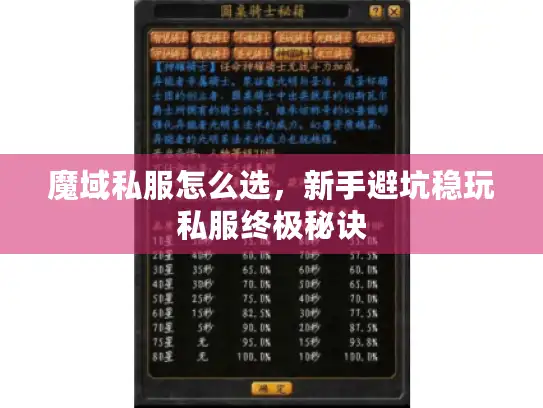 魔域私服怎么选，新手避坑稳玩私服终极秘诀