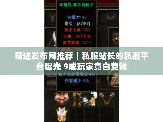 奇迹发布网推荐|私服站长的私藏平台曝光 9成玩家竟白费钱 奇迹发布网推荐|私服站长的私藏平台曝光 9成玩家竟白费钱