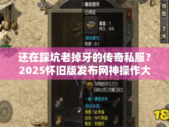 还在踩坑老掉牙的传奇私服?2025怀旧版发布网神操作大公开 还在踩坑老掉牙的传奇私服?2025怀旧版发布网神操作大公开