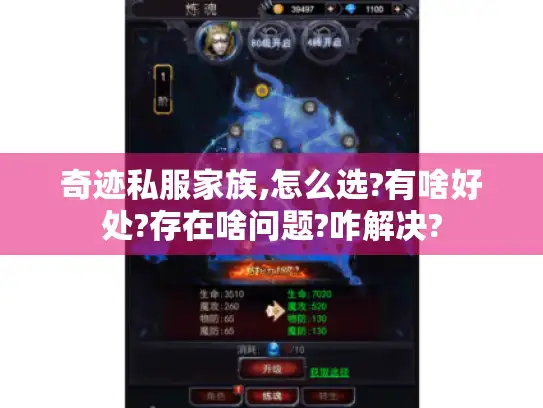 奇迹私服家族,怎么选?有啥好处?存在啥问题?咋解决?