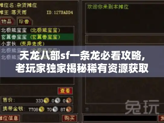 天龙八部sf一条龙必看攻略,老玩家独家揭秘稀有资源获取秘技