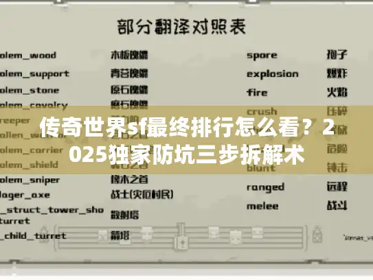 传奇世界sf最终排行怎么看?2025独家防坑三步拆解术 传奇世界sf最终排行怎么看?2025独家防坑三步拆解术