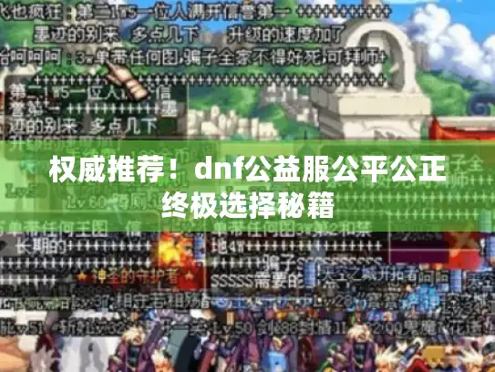 权威推荐！dnf公益服公平公正终极选择秘籍