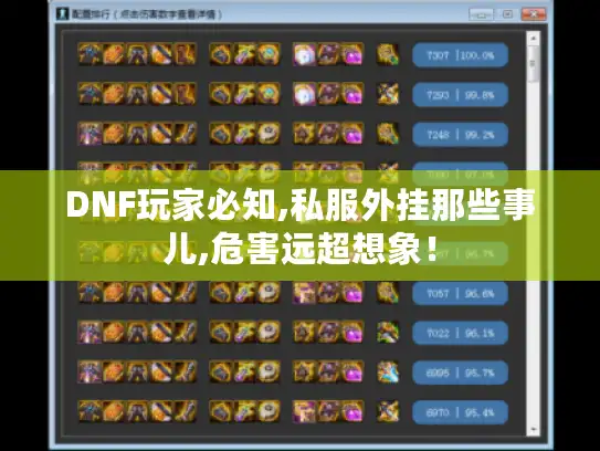 DNF玩家必知,私服外挂那些事儿,危害远超想象! DNF玩家必知,私服外挂那些事儿,危害远超想象!