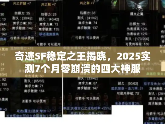 奇迹SF稳定之王揭晓，2025实测7个月零崩溃的四大神服