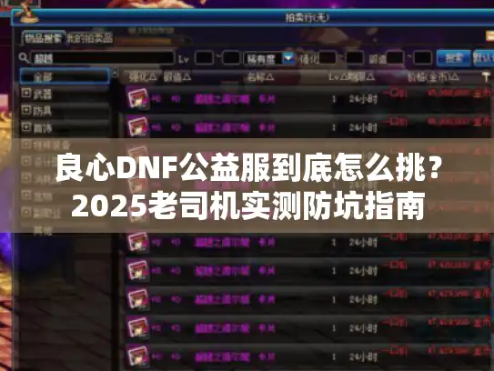 良心DNF公益服到底怎么挑?2025老司机实测防坑指南 良心DNF公益服到底怎么挑?2025老司机实测防坑指南