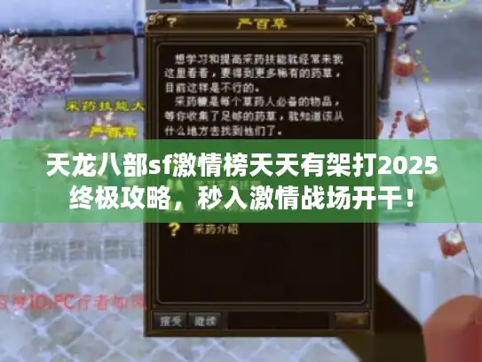 天龙八部sf激情榜天天有架打2025终极攻略,秒入激情战场开干! 天龙八部sf激情榜天天有架打2025终极攻略,秒入激情战场开干!