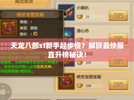 天龙八部sf新手起步慢？解锁最快服直升榜秘诀！