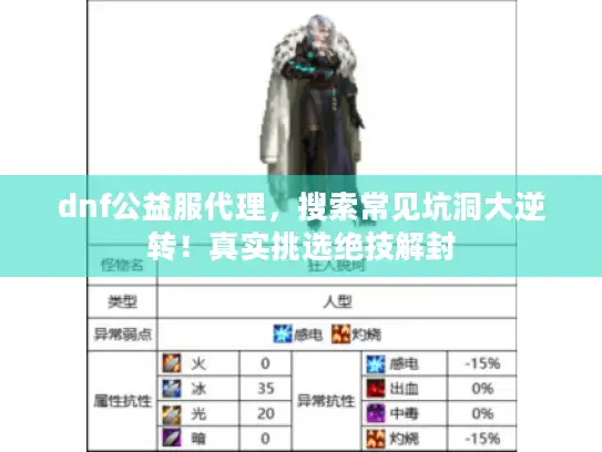 dnf公益服代理，搜索常见坑洞大逆转！真实挑选绝技解封