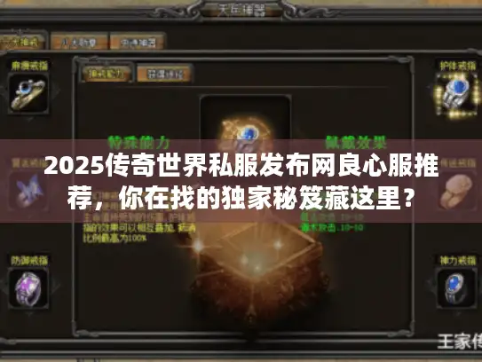 2025传奇世界私服发布网良心服推荐，你在找的独家秘笈藏这里？