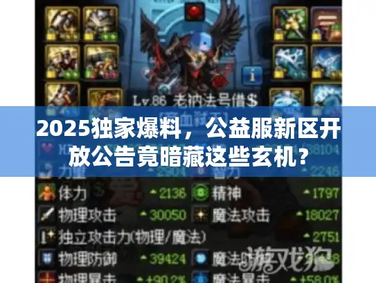 2025独家爆料，公益服新区开放公告竟暗藏这些玄机？