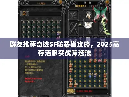 群友推荐奇迹SF防暴毙攻略，2025高存活服实战筛选法