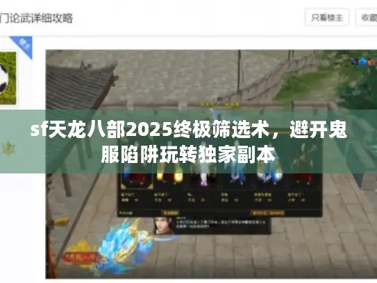 sf天龙八部2025终极筛选术,避开鬼服陷阱玩转独家副本 sf天龙八部2025终极筛选术,避开鬼服陷阱玩转独家副本