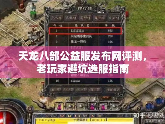 天龙八部公益服发布网评测，老玩家避坑选服指南