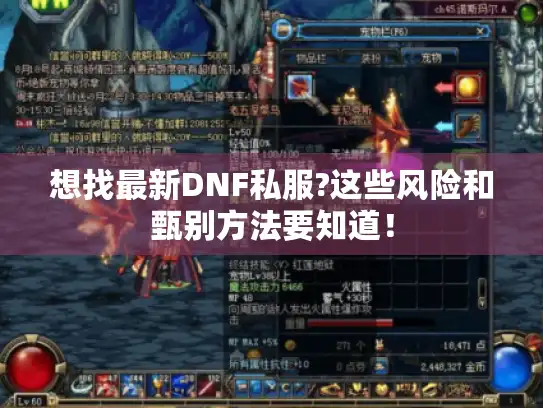 想找最新DNF私服?这些风险和甄别方法要知道！