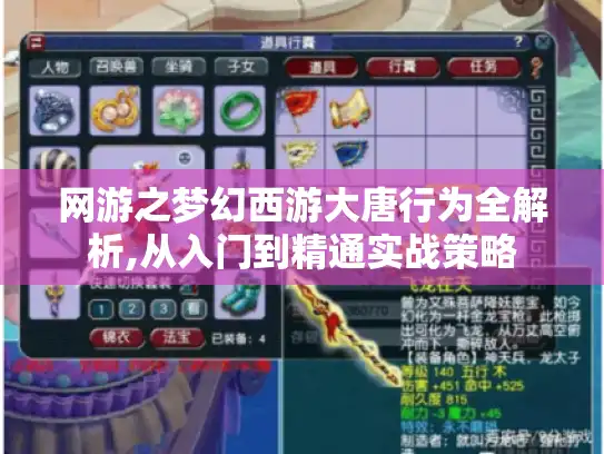 网游之梦幻西游大唐行为全解析,从入门到精通实战策略