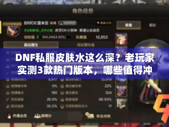DNF私服皮肤水这么深？老玩家实测3款热门版本，哪些值得冲？