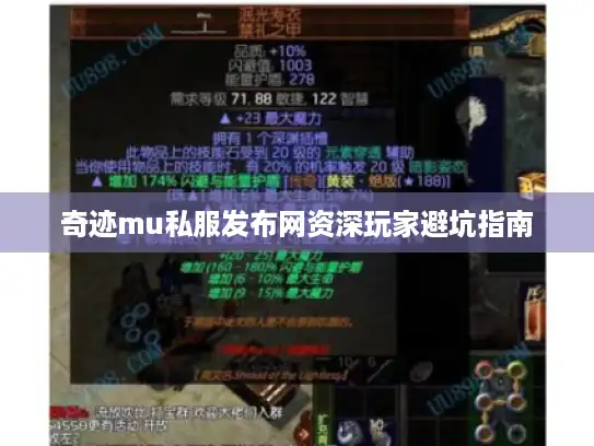 奇迹mu私服发布网资深玩家避坑指南