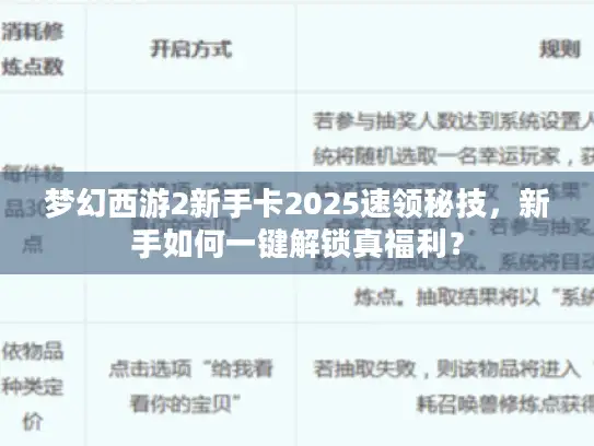 梦幻西游2新手卡2025速领秘技，新手如何一键解锁真福利？