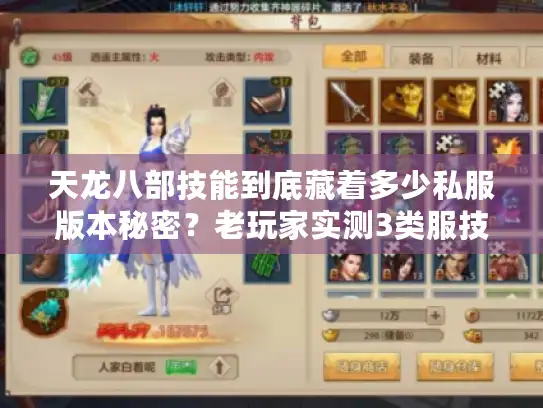 天龙八部技能到底藏着多少私服版本秘密?老玩家实测3类服技能差异全曝光 天龙八部技能到底藏着多少私服版本秘密?老玩家实测3类服技能差异全曝光