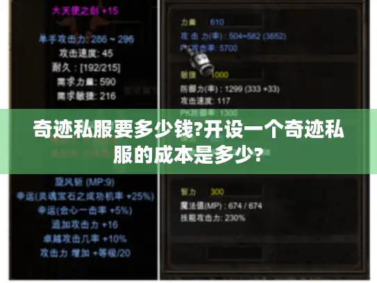 奇迹私服要多少钱?开设一个奇迹私服的成本是多少?