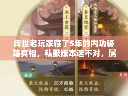 传世老玩家藏了5年的内功秘籍真相，私服版本选不对，属性再高也白搭？