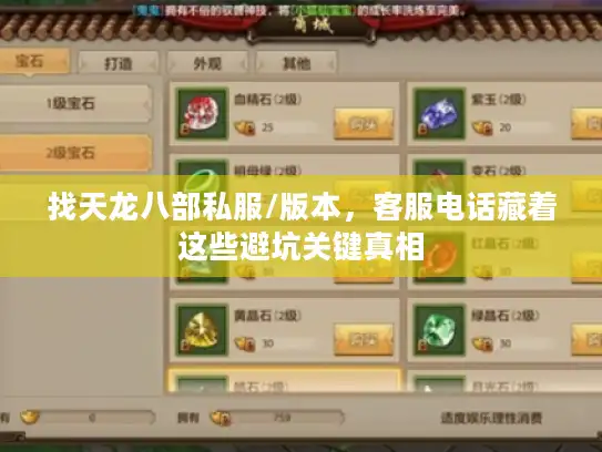 找天龙八部私服/版本，客服电话藏着这些避坑关键真相