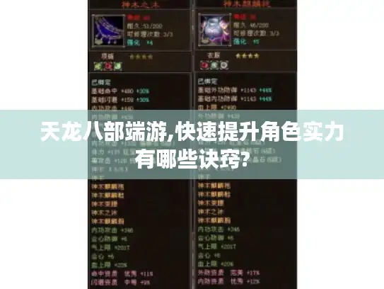 天龙八部端游,快速提升角色实力有哪些诀窍?