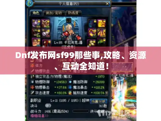 Dnf发布网sf99那些事,攻略、资源、互动全知道！