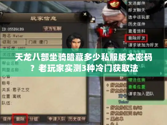 天龙八部坐骑暗藏多少私服版本密码?老玩家实测3种冷门获取法 天龙八部坐骑暗藏多少私服版本密码?老玩家实测3种冷门获取法