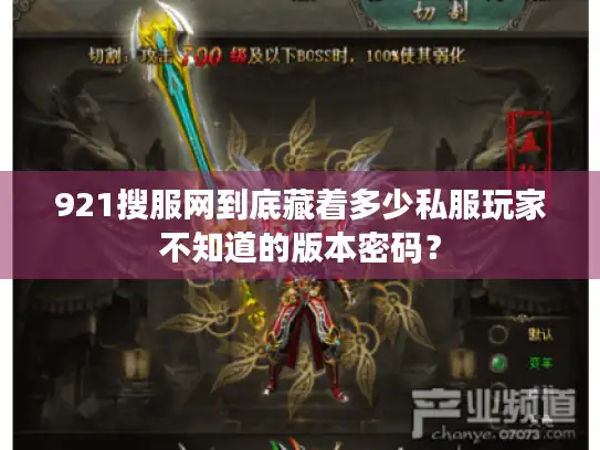 921搜服网到底藏着多少私服玩家不知道的版本密码？