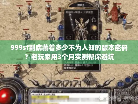 999sf到底藏着多少不为人知的版本密码？老玩家用3个月实测帮你避坑
