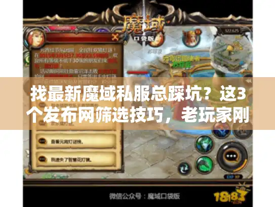 找最新魔域私服总踩坑？这3个发布网筛选技巧，老玩家刚试完有效！