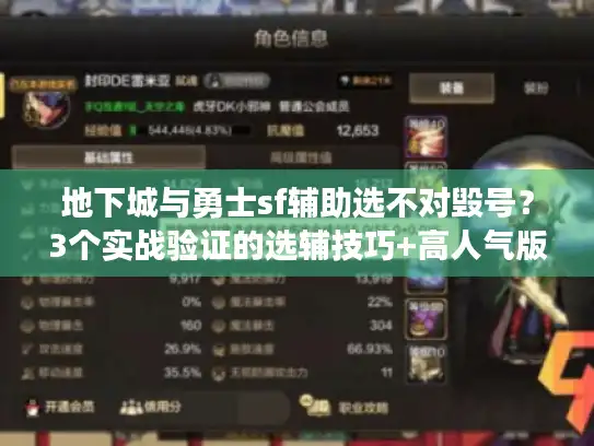地下城与勇士sf辅助选不对毁号?3个实战验证的选辅技巧+高人气版本推荐 地下城与勇士sf辅助选不对毁号?3个实战验证的选辅技巧+高人气版本推荐