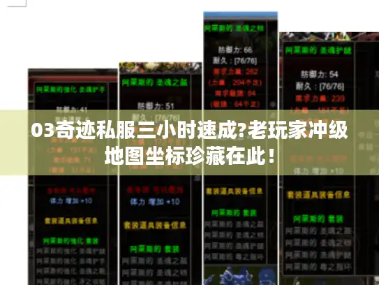 03奇迹私服三小时速成?老玩家冲级地图坐标珍藏在此！
