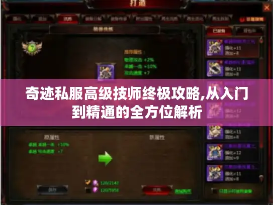 奇迹私服高级技师终极攻略,从入门到精通的全方位解析 奇迹私服高级技师终极攻略,从入门到精通的全方位解析