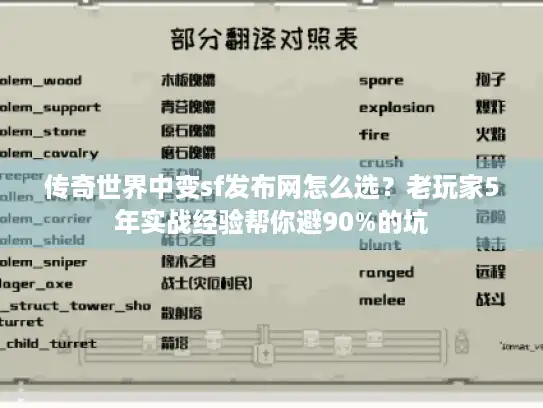 传奇世界中变sf发布网怎么选？老玩家5年实战经验帮你避90%的坑