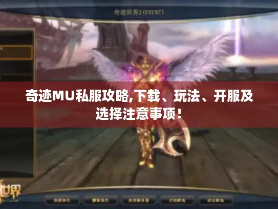奇迹MU私服攻略,下载、玩法、开服及选择注意事项! 奇迹MU私服攻略,下载、玩法、开服及选择注意事项!