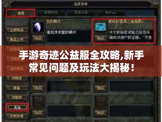 手游奇迹公益服全攻略,新手常见问题及玩法大揭秘！